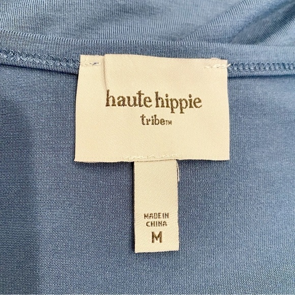 Haute Hippie Tribe | Rhinestone Spandex Top Drop Shoulder Blue Size Medium - Picture 7 of 9